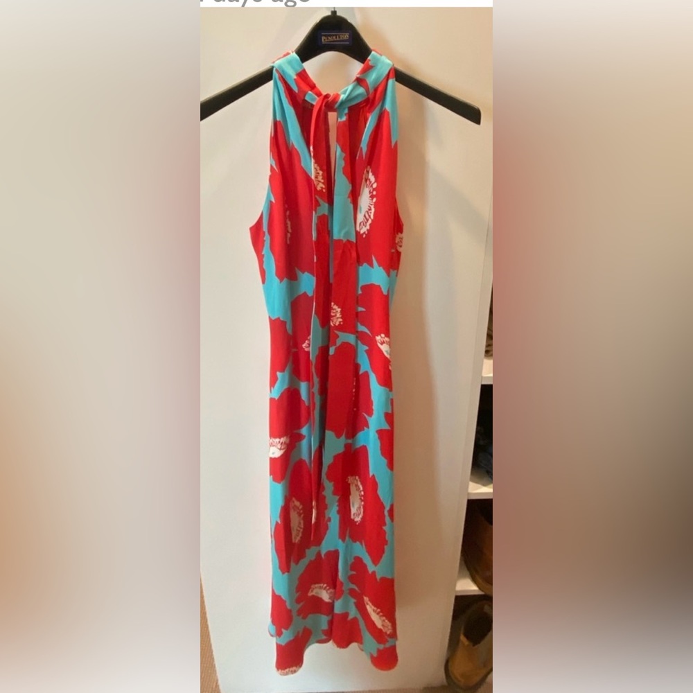 Milly Red and Blue Floral Maxi Dress
